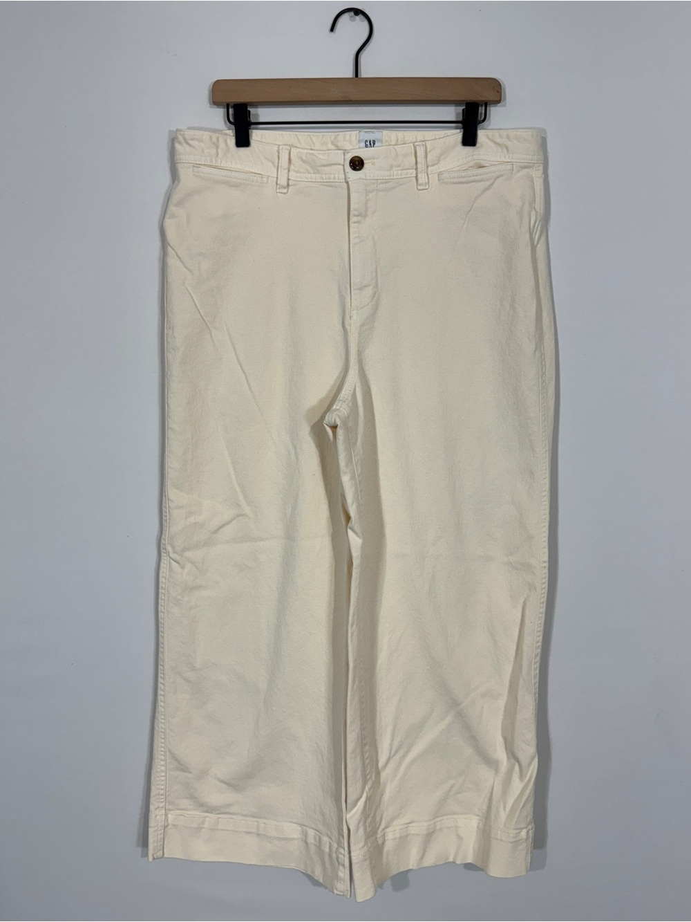 WP165 {GAP} "High Rise Wide Leg Crop" Cream Ivory Off White Khakis Chinos Pants